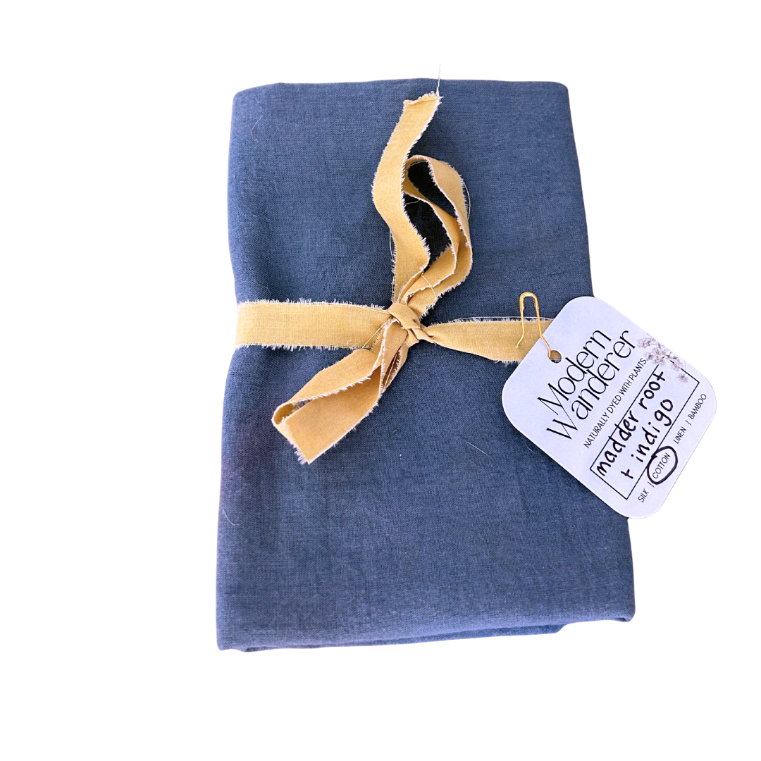 100% Organic Cotton Plant Dyed Bandana - Madder Root + Indigo