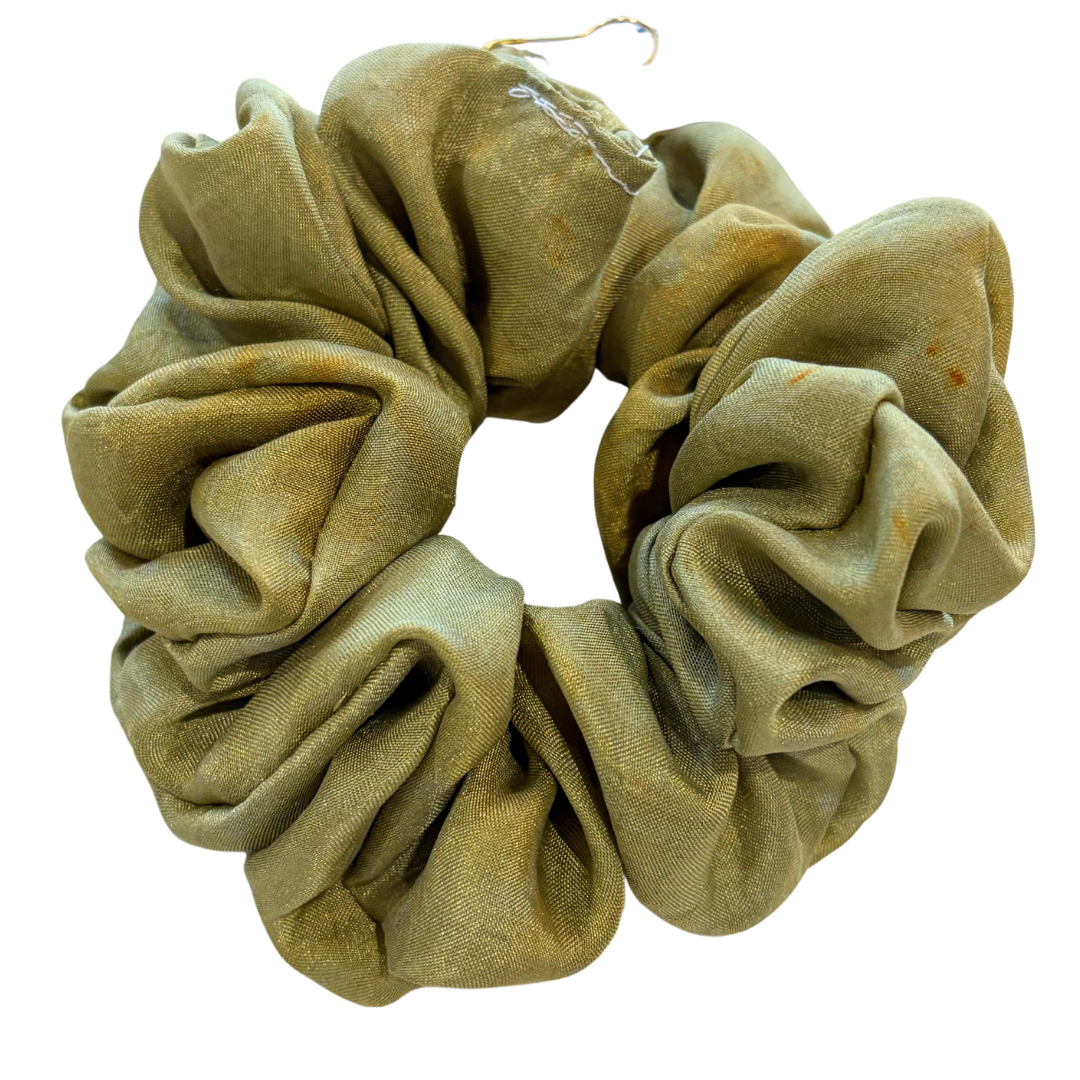100% Mulberry Silk Marigold + Indigo Dyed Scrunchie