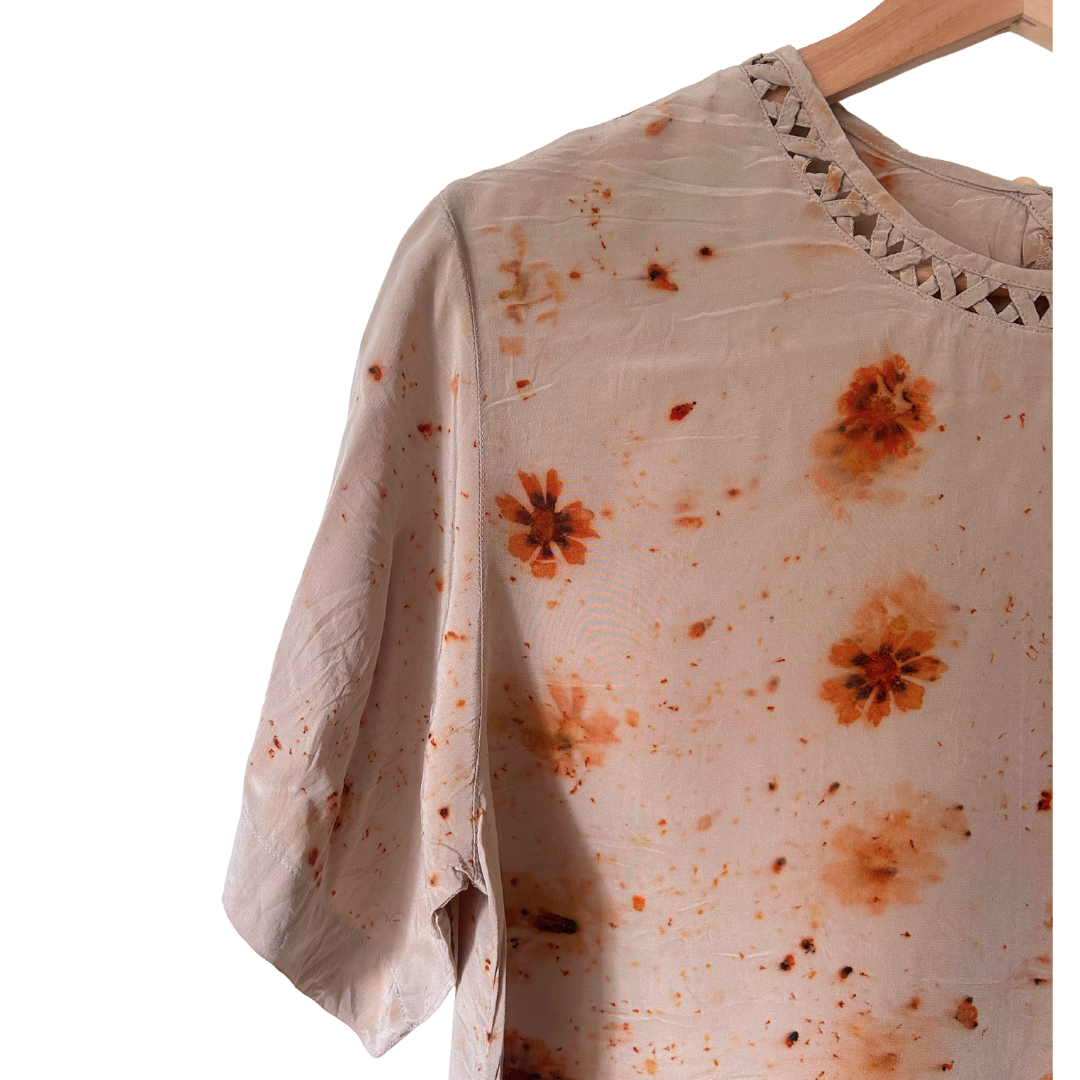 Coreopsis Dyed 100% Silk Button Up - M