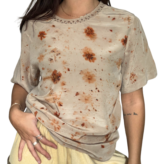 Coreopsis Dyed 100% Silk Button Up - M
