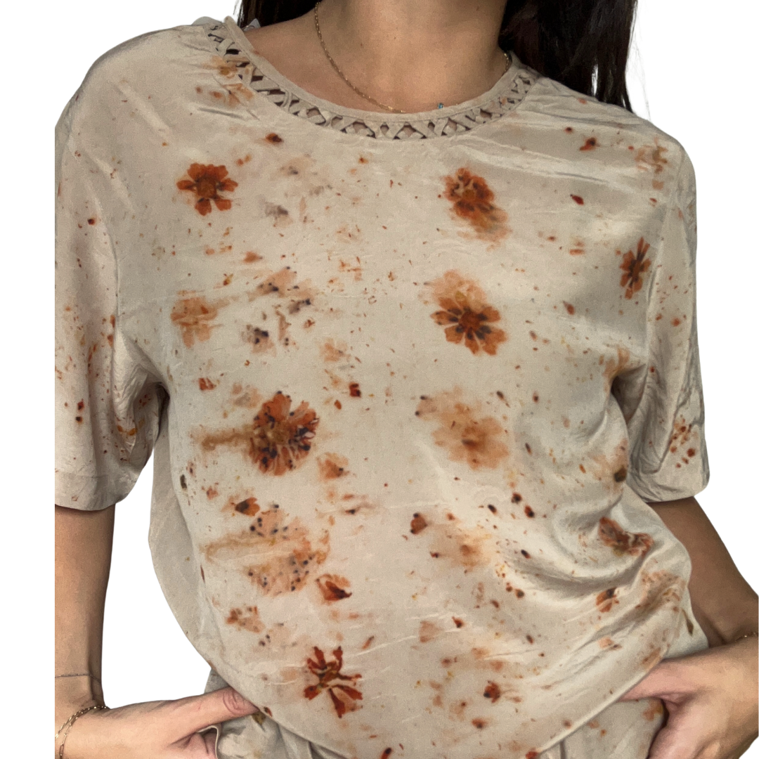 Coreopsis Dyed 100% Silk Button Up - M