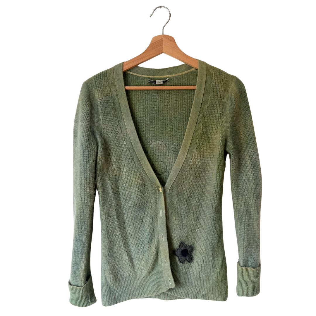 Indigo + Marigold Dyed 100% Cashmere Cardigan - S/M