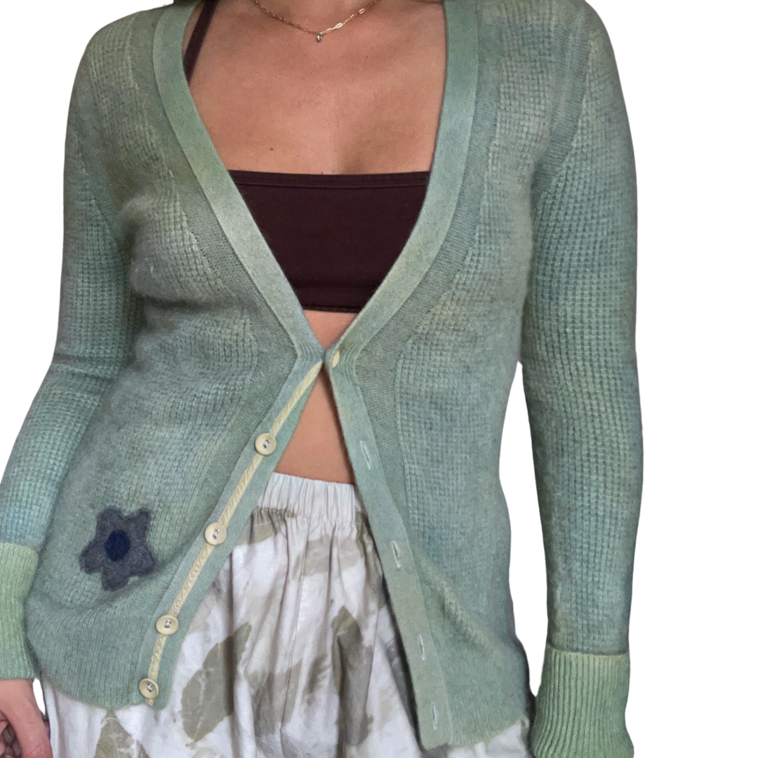 Indigo + Marigold Dyed 100% Cashmere Cardigan - S/M