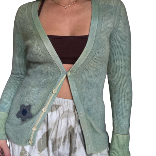 Indigo + Marigold Dyed 100% Cashmere Cardigan - S/M