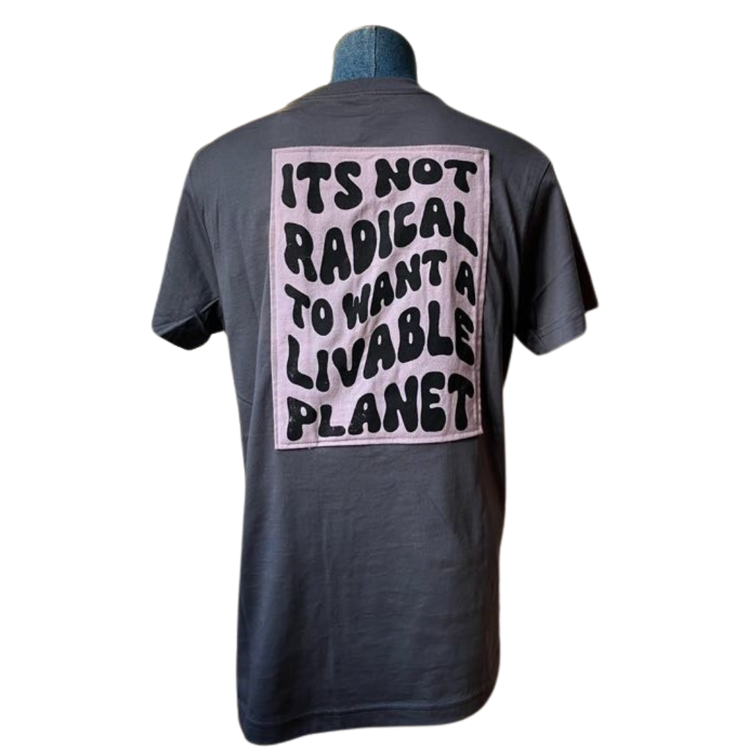 100% Supima Cotton "It's Not Radical" Patchwork T-Shirt - Grey