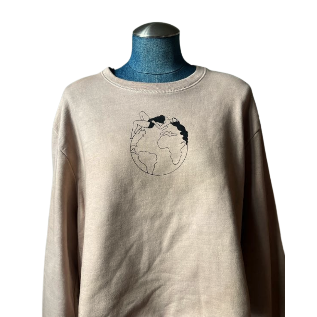 Black Walnut Dyed Organic Cotton Cropped Sweater- XL