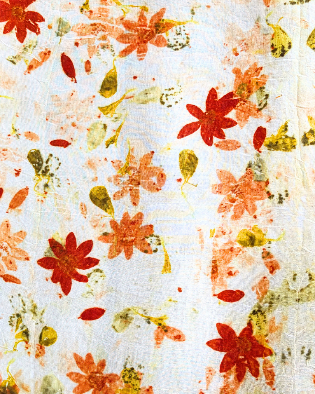 100% Mulberry Silk Plant Dyed Bandana - Garden Flowers (1)