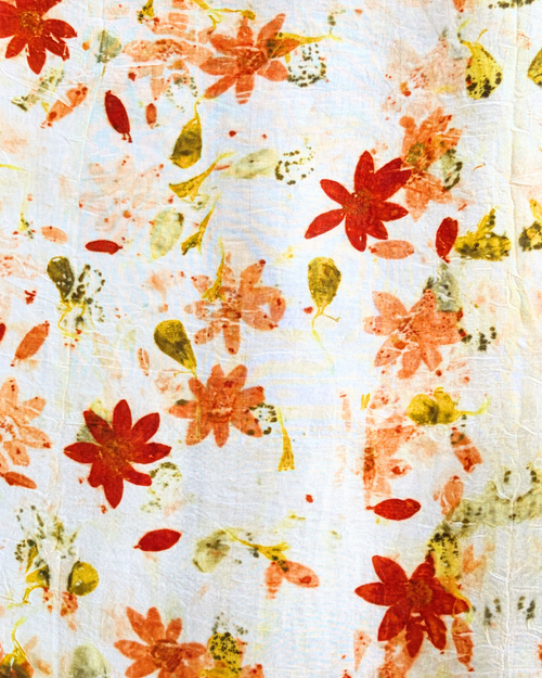 100% Mulberry Silk Plant Dyed Bandana - Garden Flowers (1)