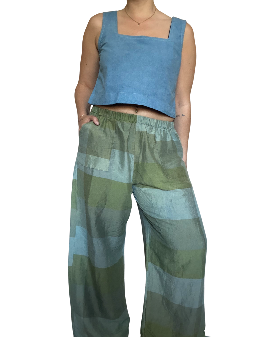 Indigo Dyed Lounge Pants- 100% Deadstock Silk