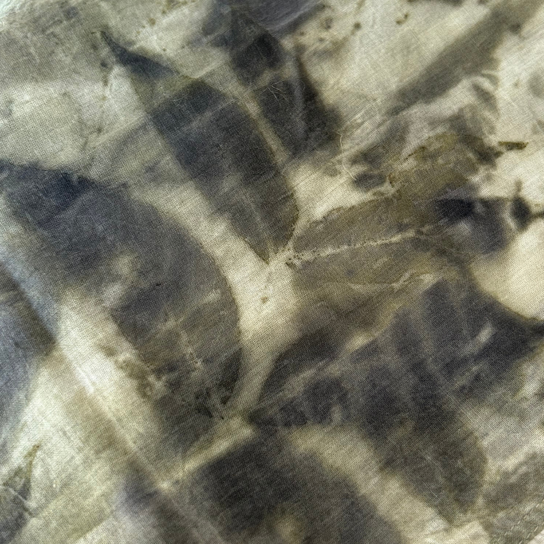 100% Organic Cotton Plant Dyed Bandana - Black Walnut Leaves + Iron