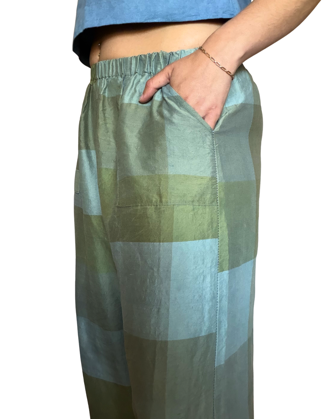 Indigo Dyed Lounge Pants- 100% Deadstock Silk