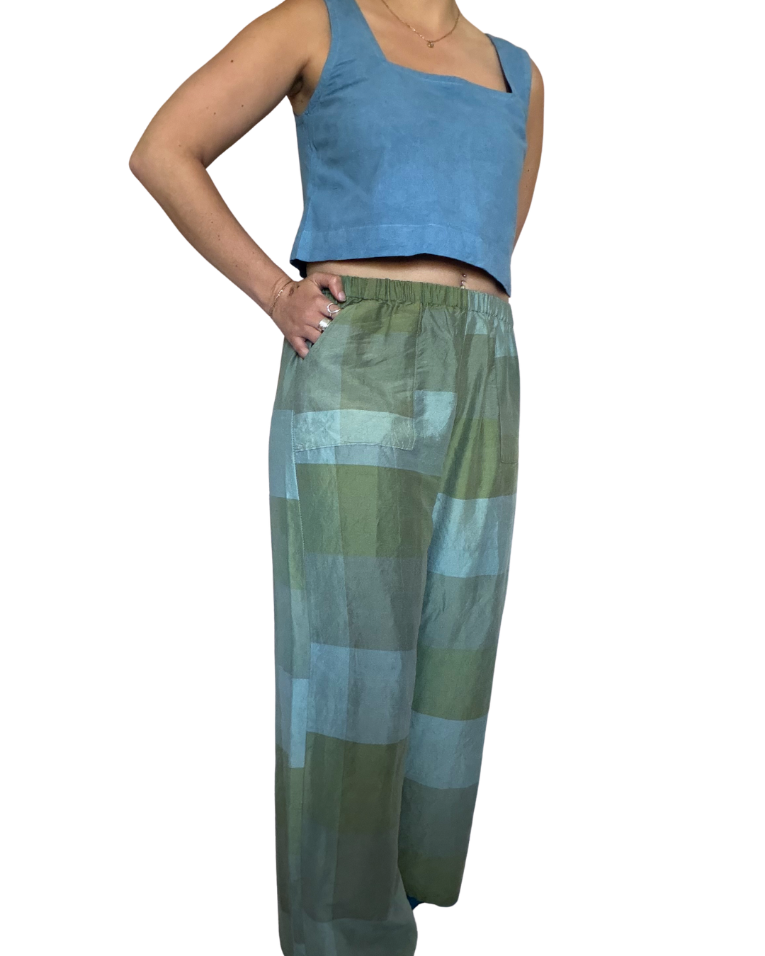 Indigo Dyed Lounge Pants- 100% Deadstock Silk