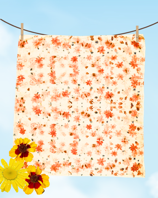 100% Organic Cotton Plant Dyed Bandana - Summer Garden Flowers