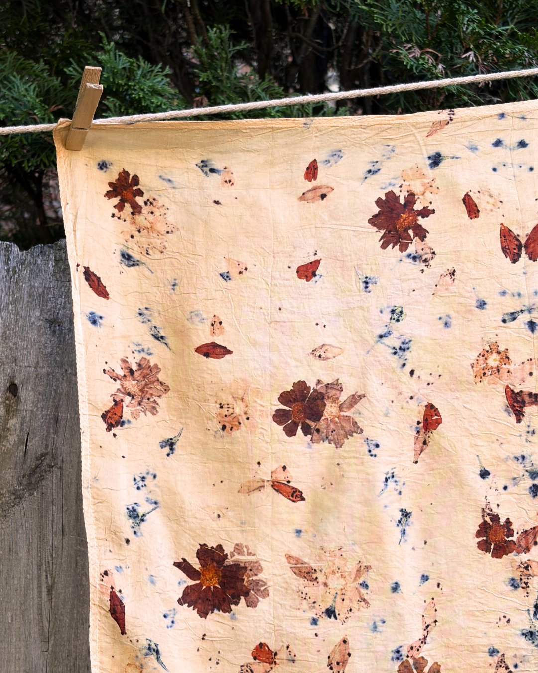 100% Mulberry Silk Plant Dyed Bandana - Garden Flowers (3)