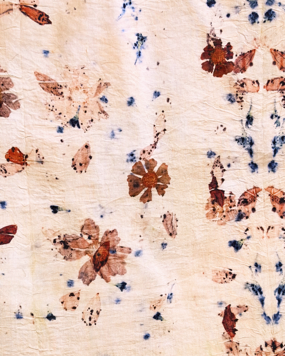 100% Mulberry Silk Plant Dyed Bandana - Garden Flowers (3)