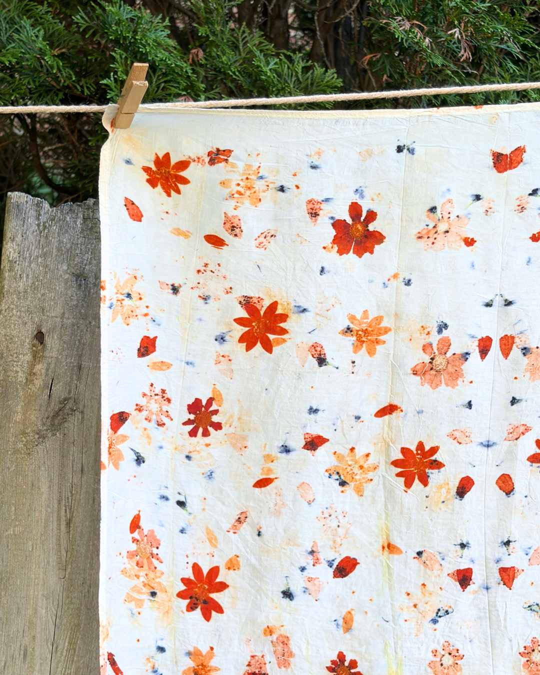 100% Mulberry Silk Plant Dyed Bandana - Garden Flowers (2)