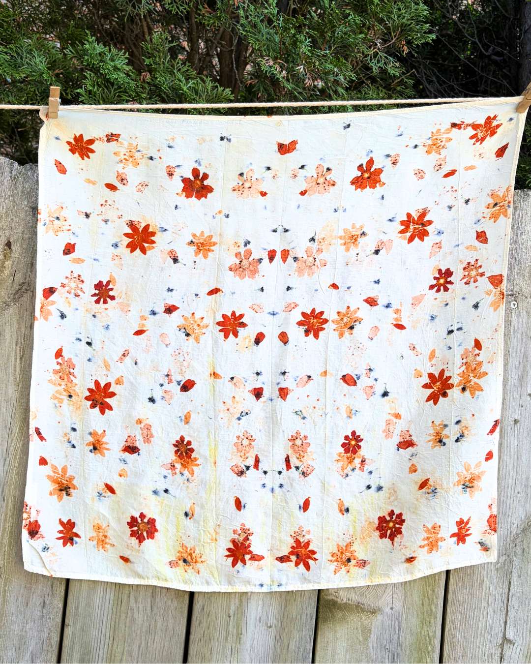 100% Mulberry Silk Plant Dyed Bandana - Garden Flowers (2)