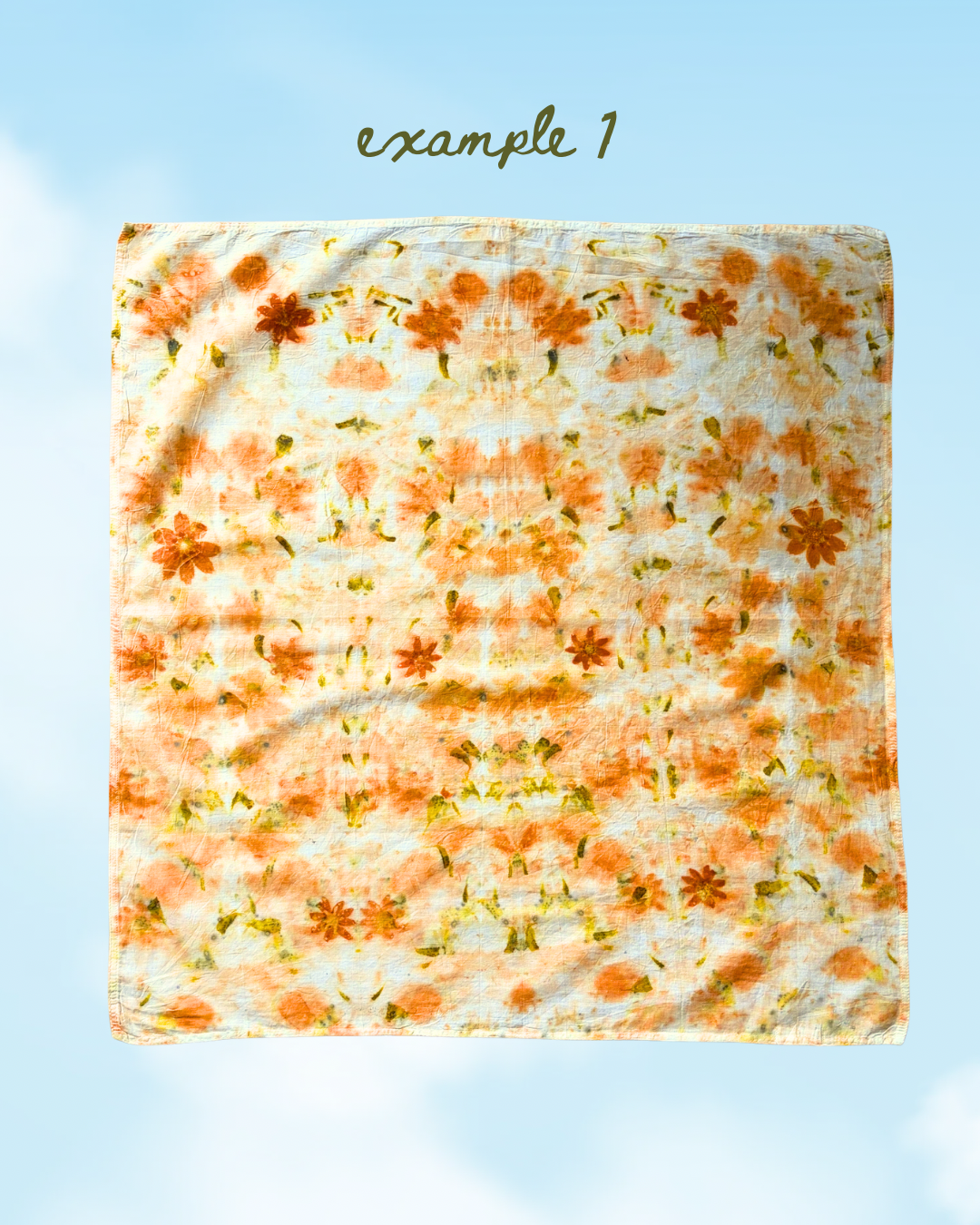 100% Organic Cotton Plant Dyed Bandana - Spring Garden Flowers