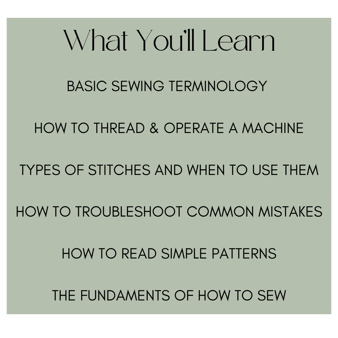 The Fundamentals Of Sewing: 4 Week Lessons (In Person) + PDF Beginner Sewing Manual