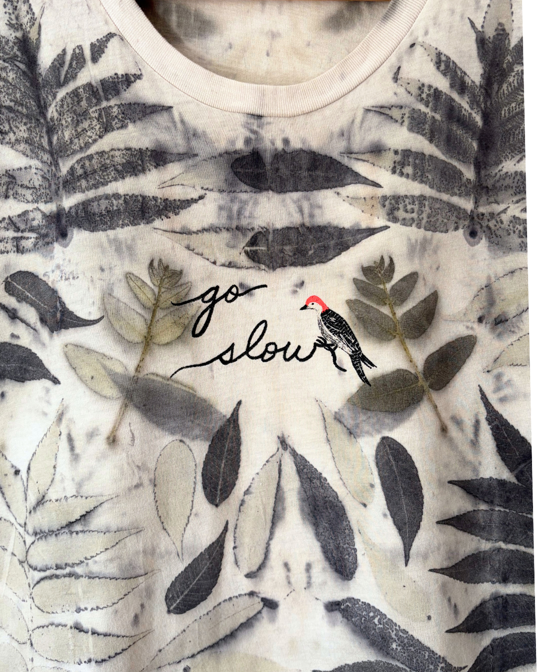 Go Slow Pause Often - Walnut + Sumac Leaf Dyed Tee