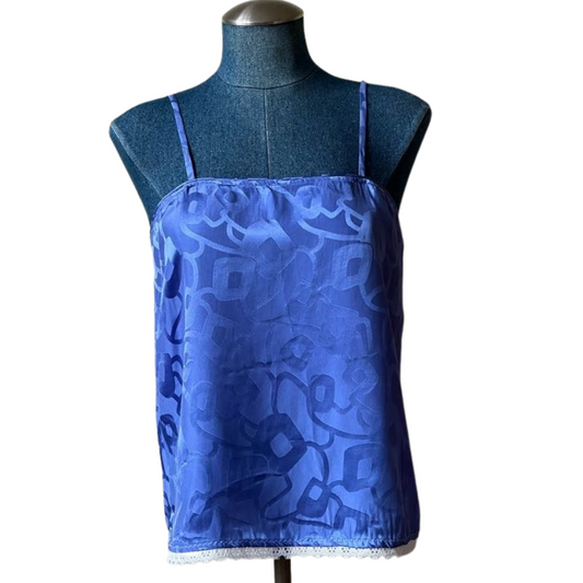 Upcycled Silk Tank Top - Blue/S