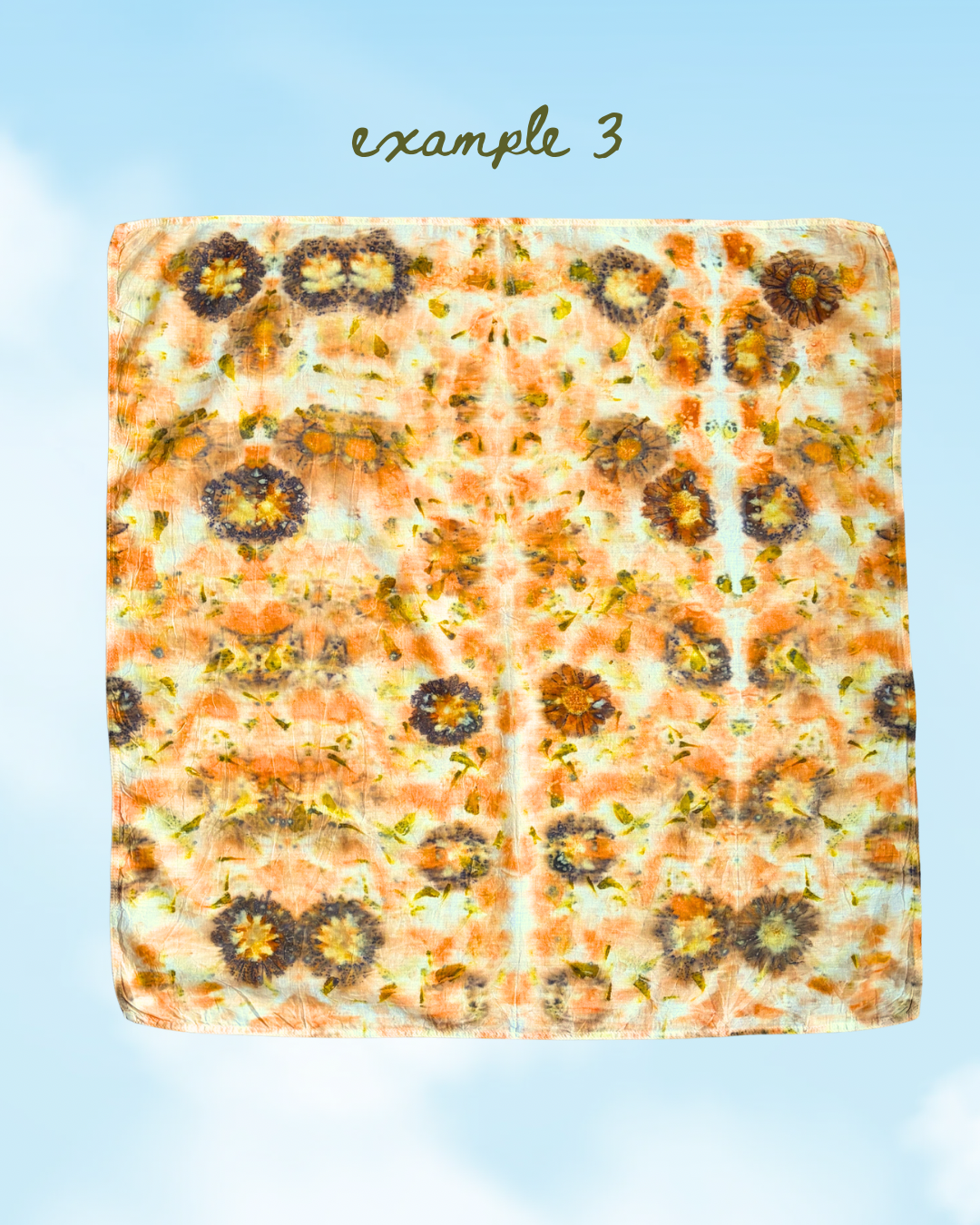 100% Organic Cotton Plant Dyed Bandana - Spring Garden Flowers