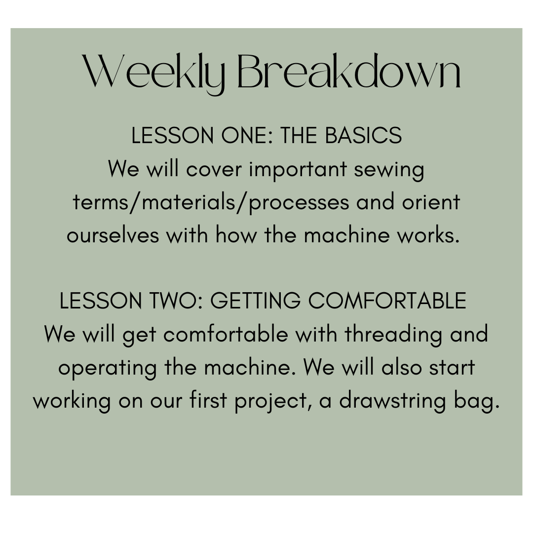 The Fundamentals Of Sewing: 4 Week Lessons (In Person) + PDF Beginner Sewing Manual