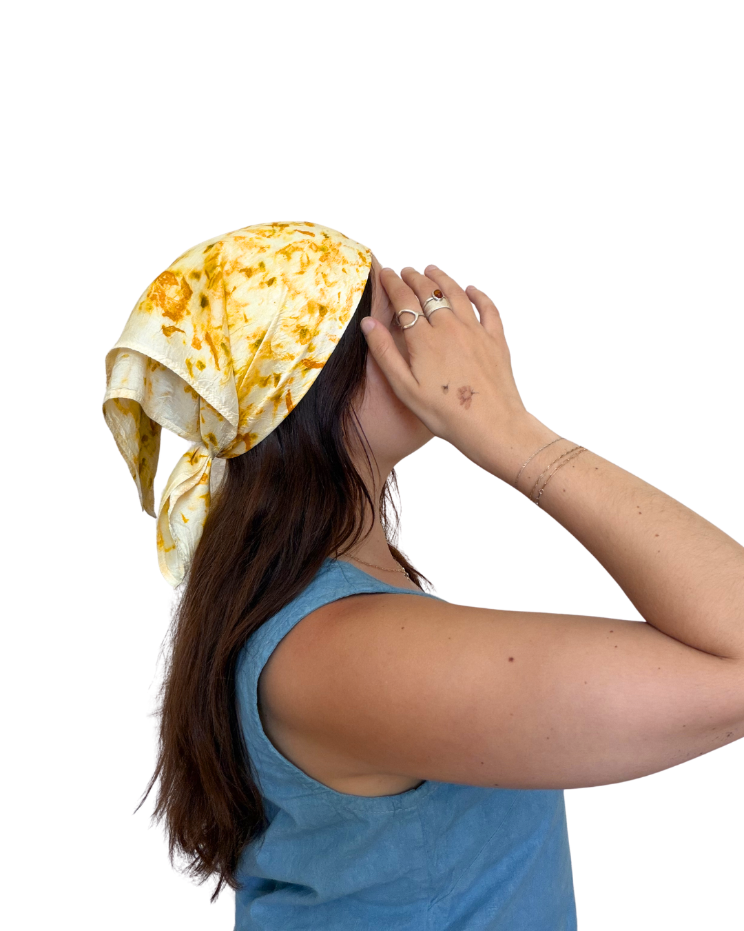 100% Mulberry Silk Plant Dyed Bandana - Pericón + Marigold