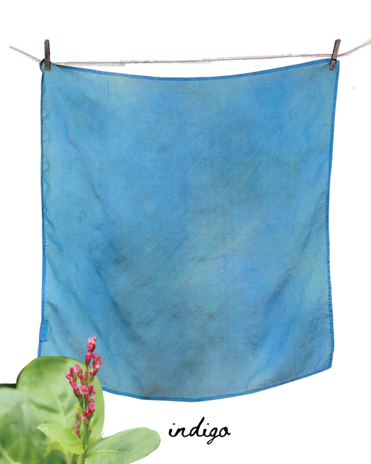 100% Mulberry Silk Plant Dyed Bandana - Indigo