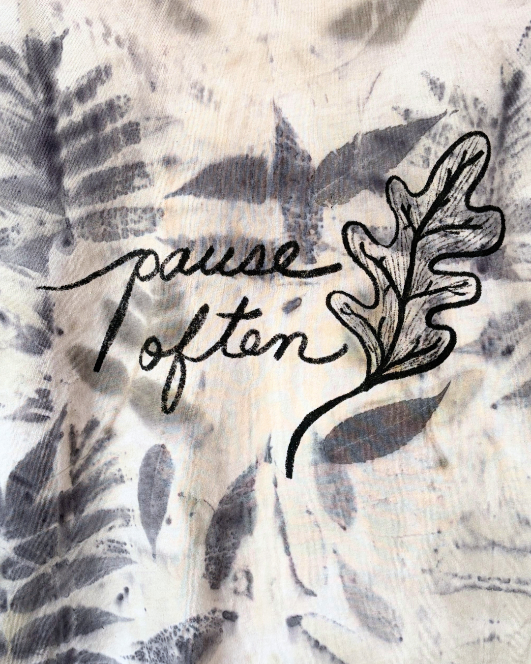Go Slow Pause Often - Walnut + Sumac Leaf Dyed Tee