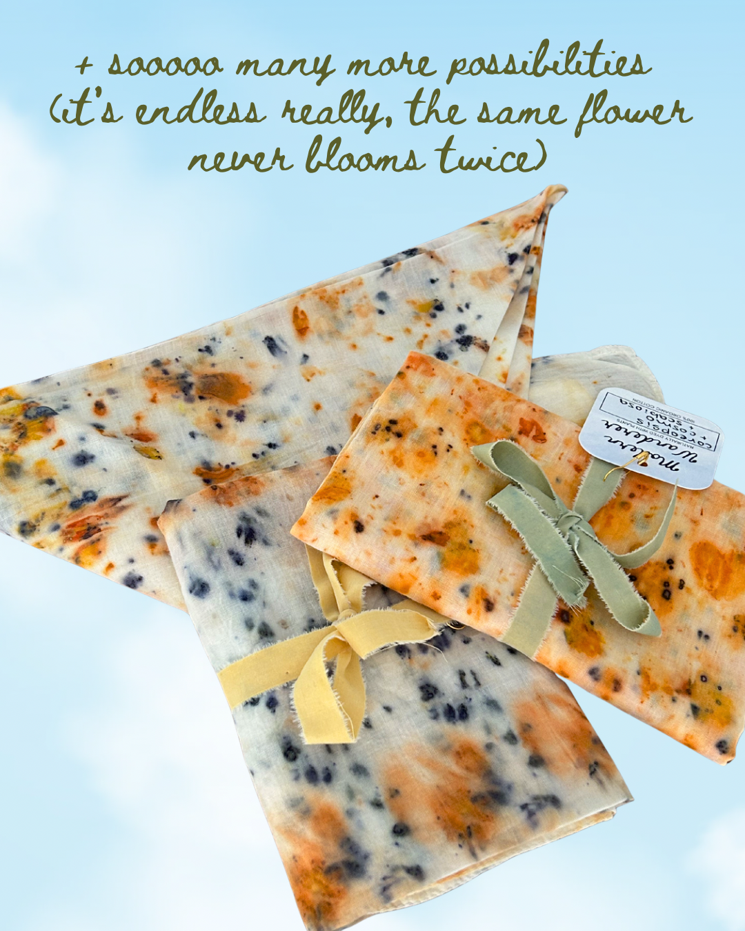 100% Organic Cotton Plant Dyed Bandana - Spring Garden Flowers