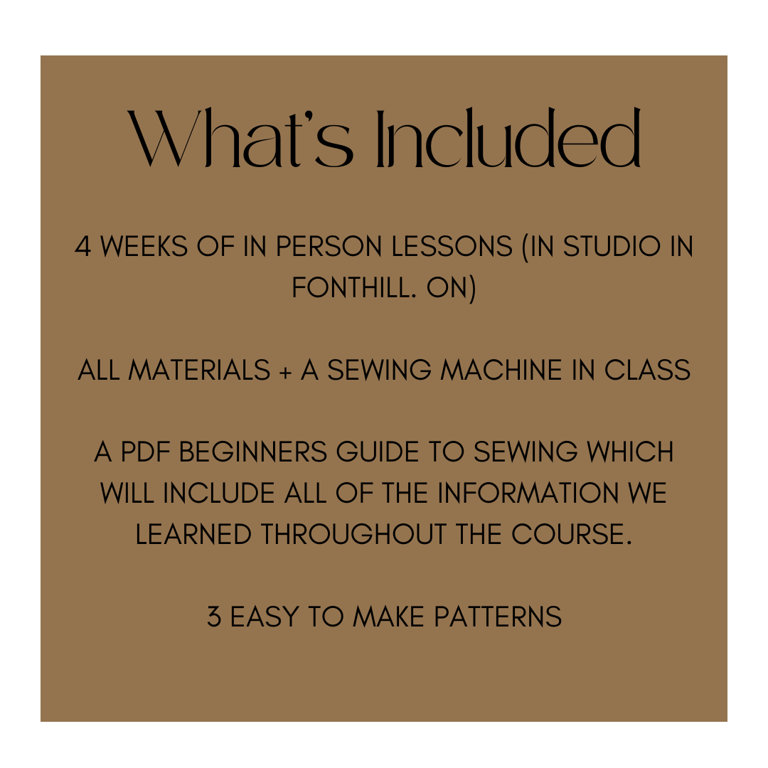 The Fundamentals Of Sewing: 4 Week Lessons (In Person) + PDF Beginner Sewing Manual