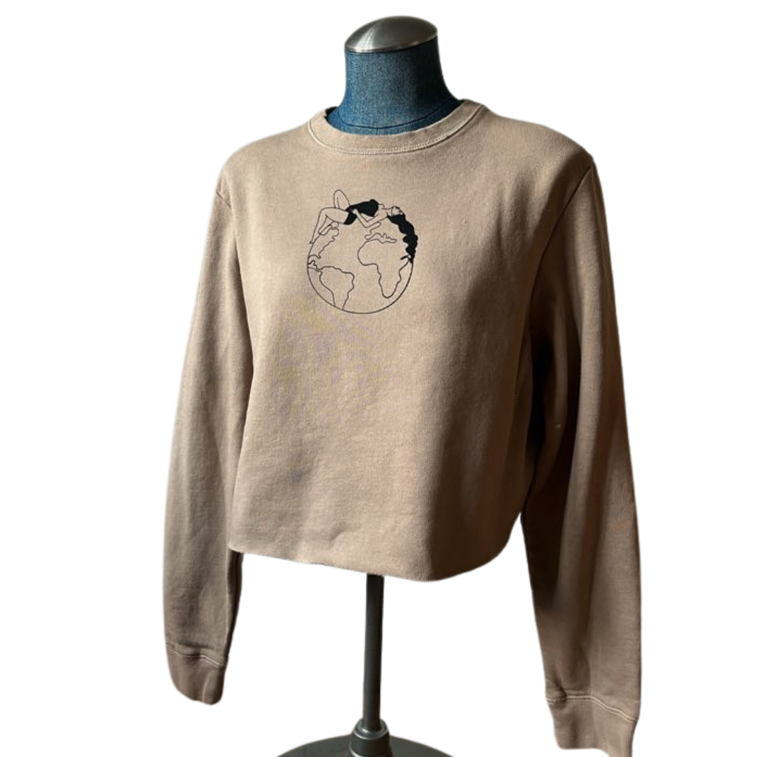 Black Walnut Dyed Organic Cotton Cropped Sweater- M