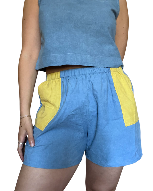 Marigold + Indigo Plant Dyed Shorts - 100% Organic Cotton