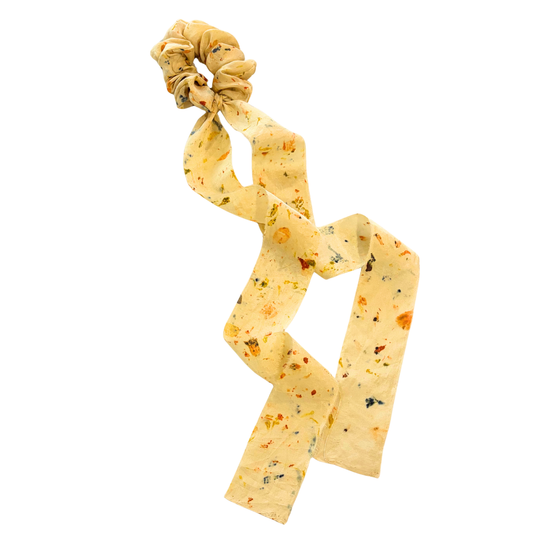 100% Mulberry Silk Garden Dyed Scrunchie (with bow)