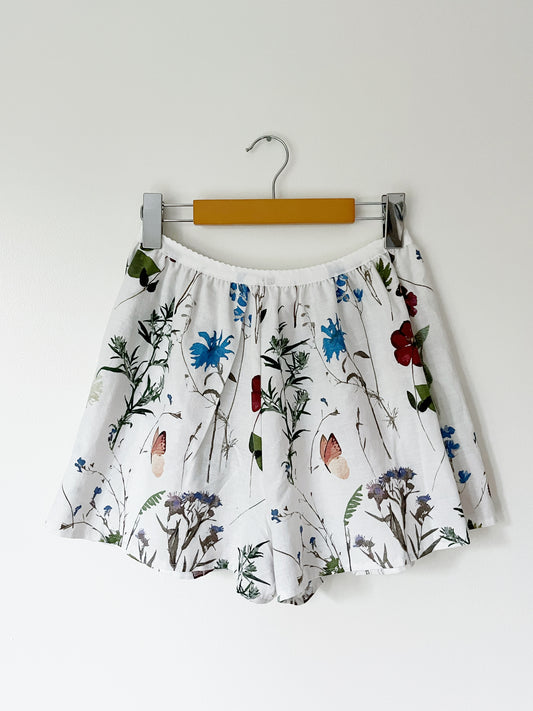 Upcycled Sleep Shorts- Botanical Butterflies (Multiple Sizes)