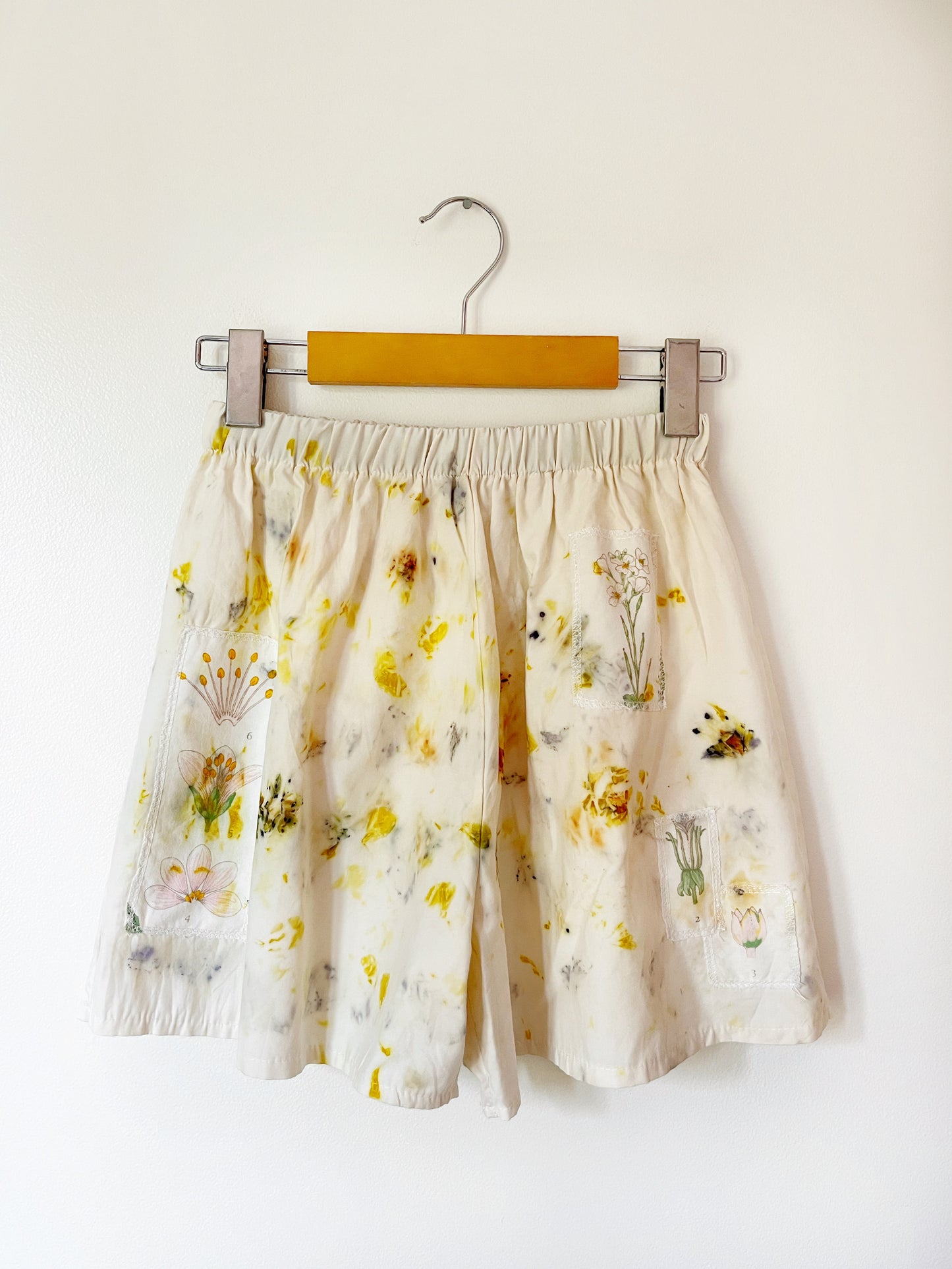 100% Cotton Plant Dyed Patchwork Shorts - Coreopsis - XS/S