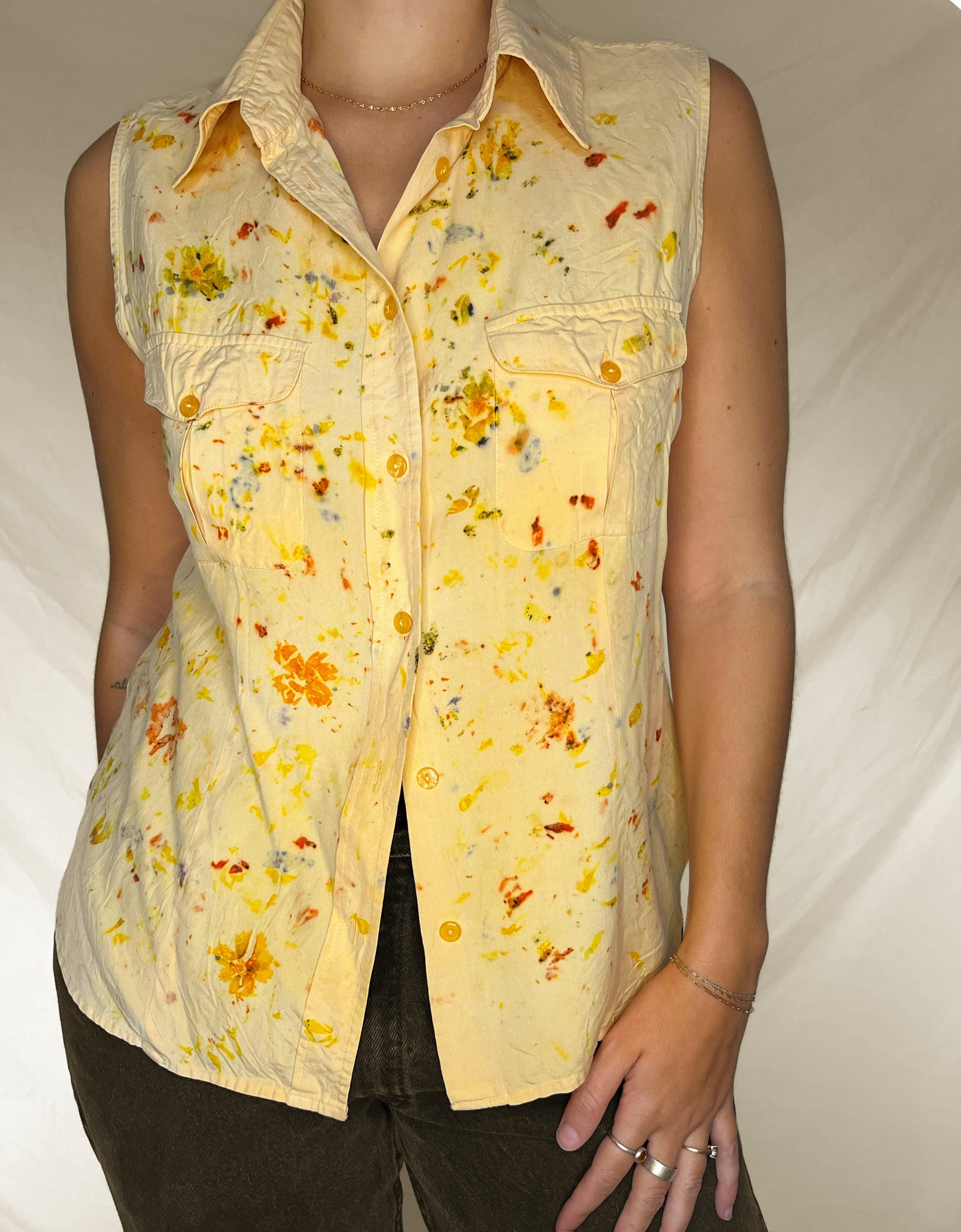 100% Silk Plant Dyed Vest - Coreopsis - S