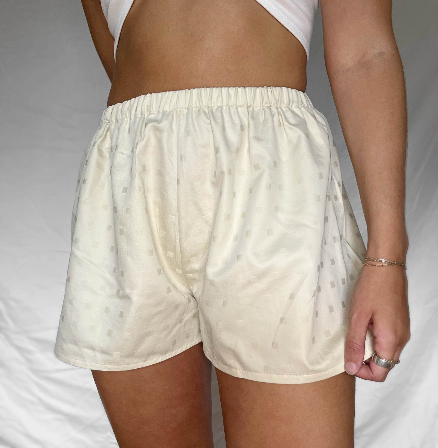 Upcycled Boxer Shorts- Cream (Multiple Sizes)