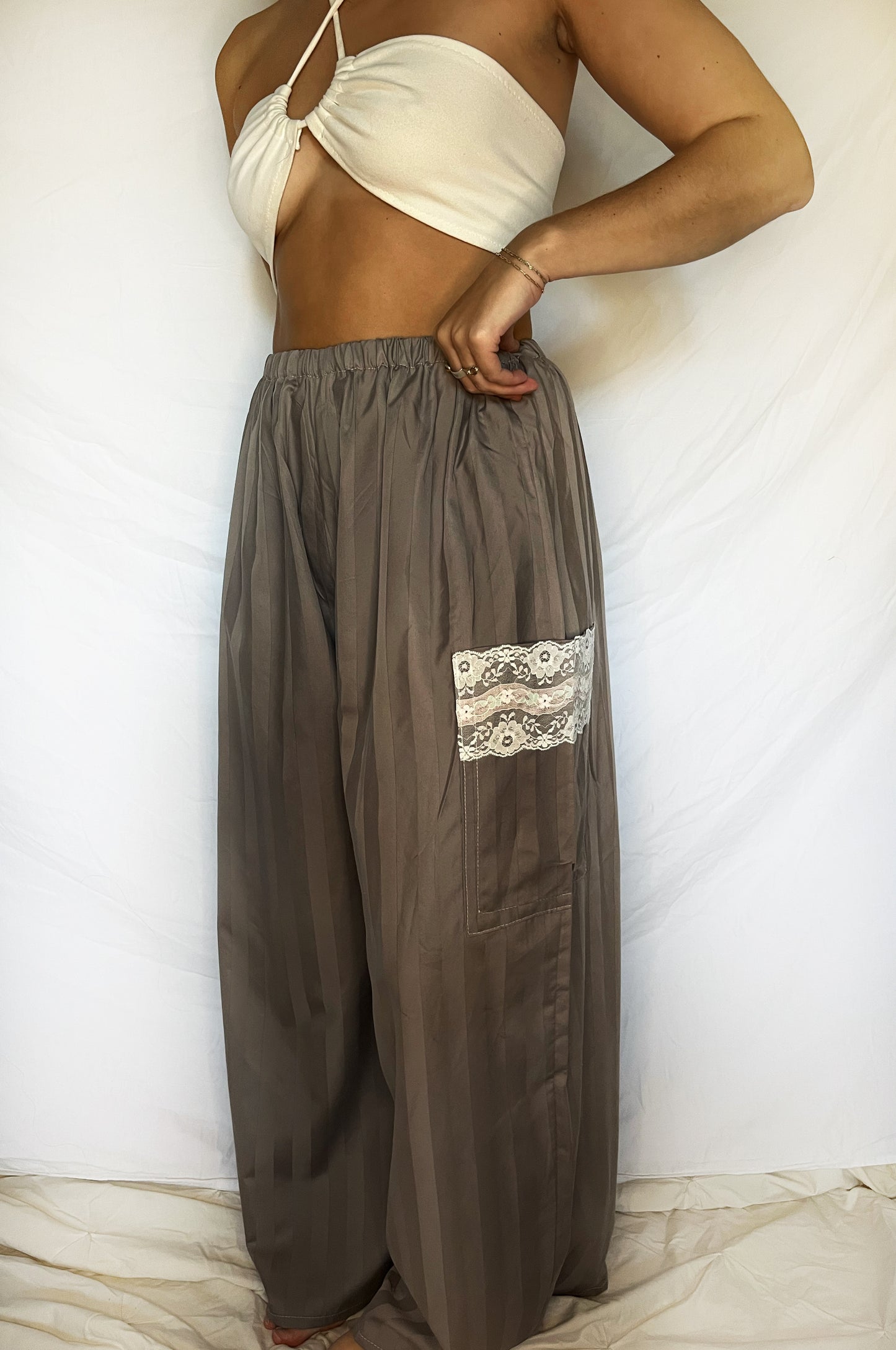 Upcycled Brown Cotton Lounge Pants - Multiple Sizes