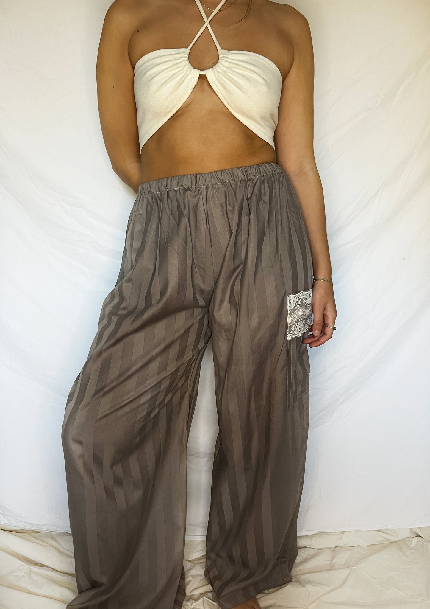 Upcycled Brown Cotton Lounge Pants - Multiple Sizes