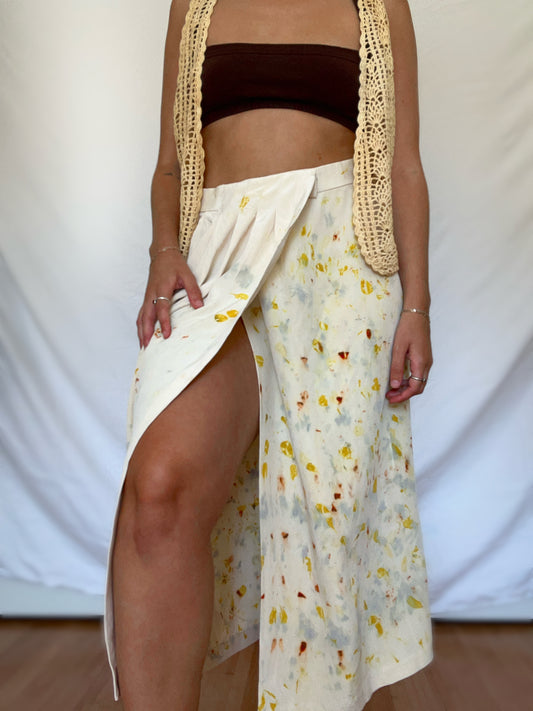 100% Silk Plant Dyed Wrap Skirt - Marigold/Coreopsis/Maple - M/L