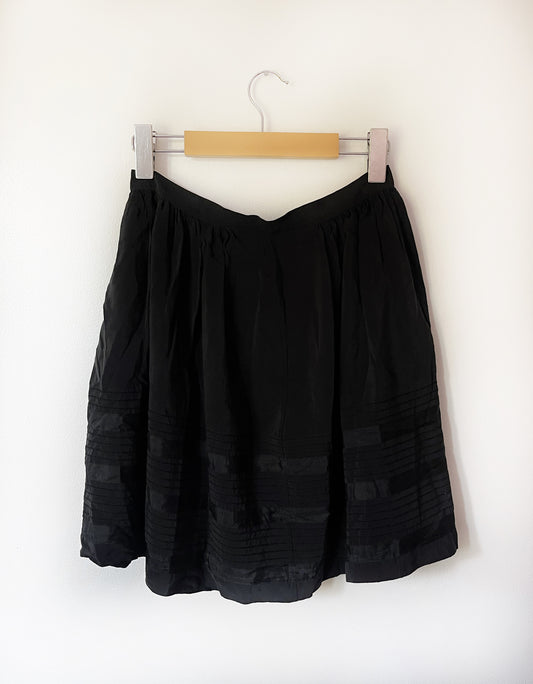 Vintage Black 100% Silk Skirt - S