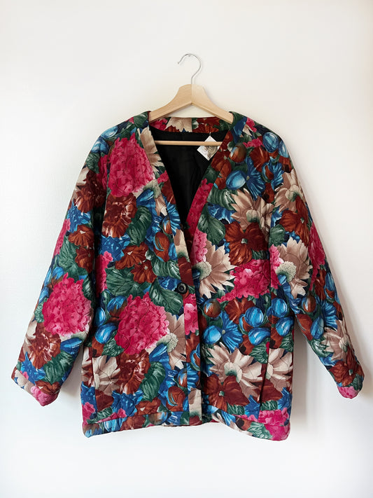 Vintage Floral Quilted Coat - L