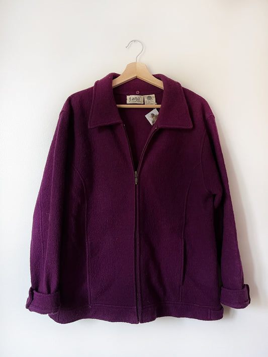 Vintage Plum 100% Wool Coat - L