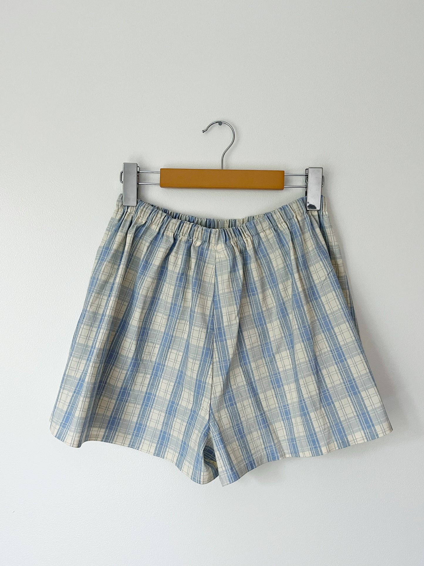 Upcycled Boxer Shorts- Blue/White Plaid (Multiple Sizes)