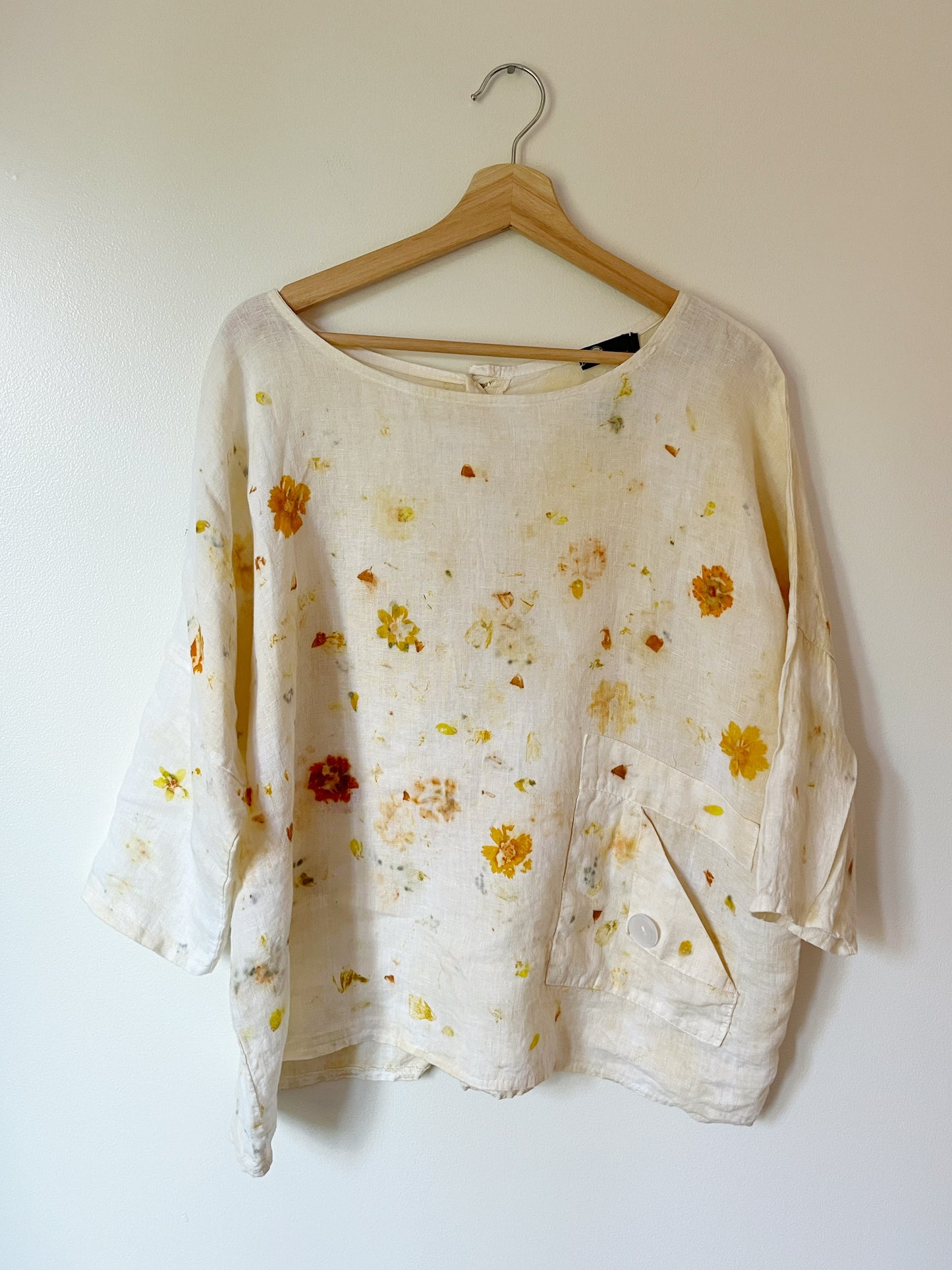 100% Linen Plant Dyed Blouse - Coreopsis - L