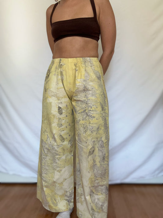 100% Cotton Plant Dyed Lounge Pant - Marigold/Walnut/Iron- XS/S