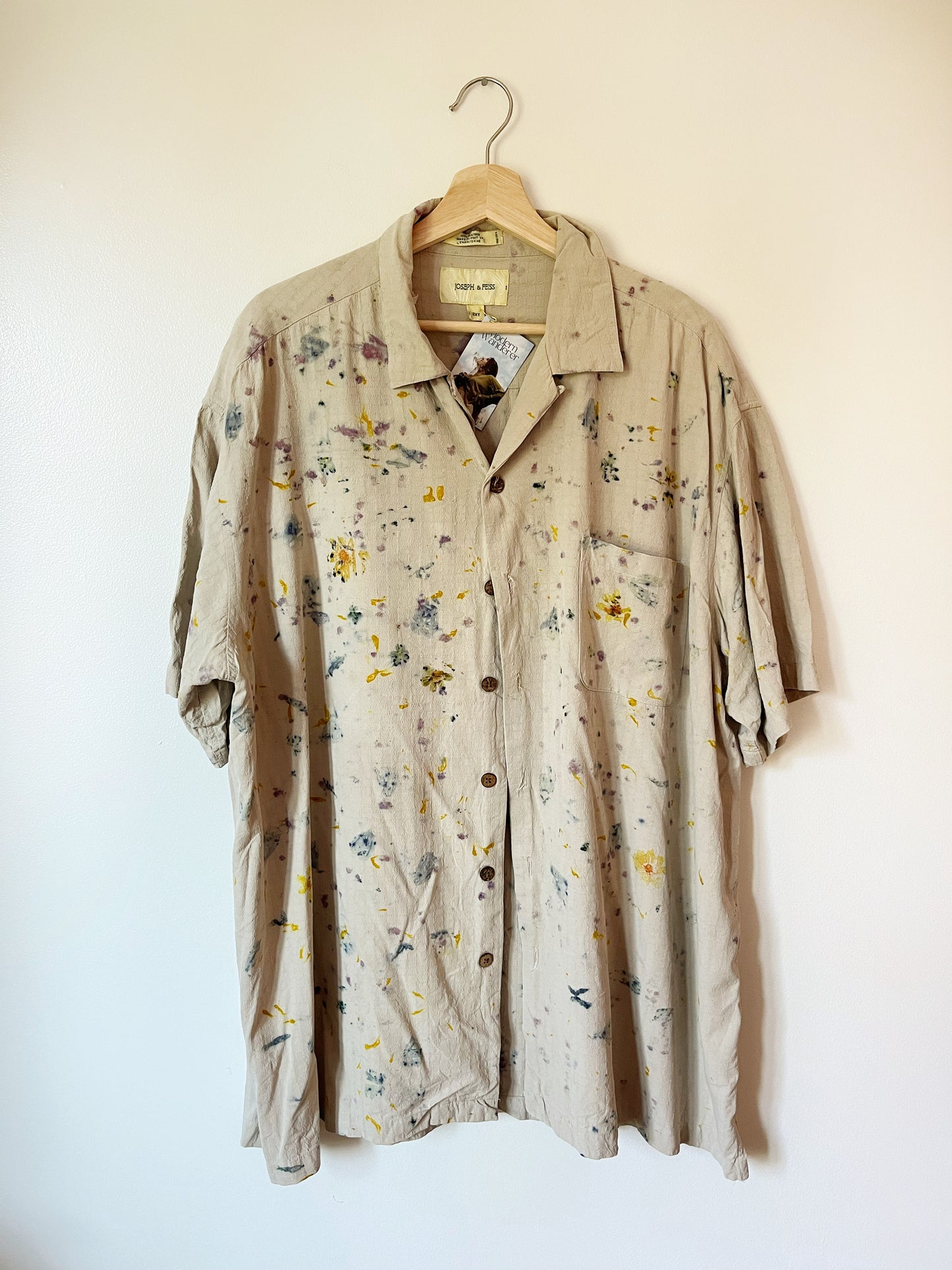 100% Silk Plant Dyed Button Up - Coreopsis/Cosmos - 2XL