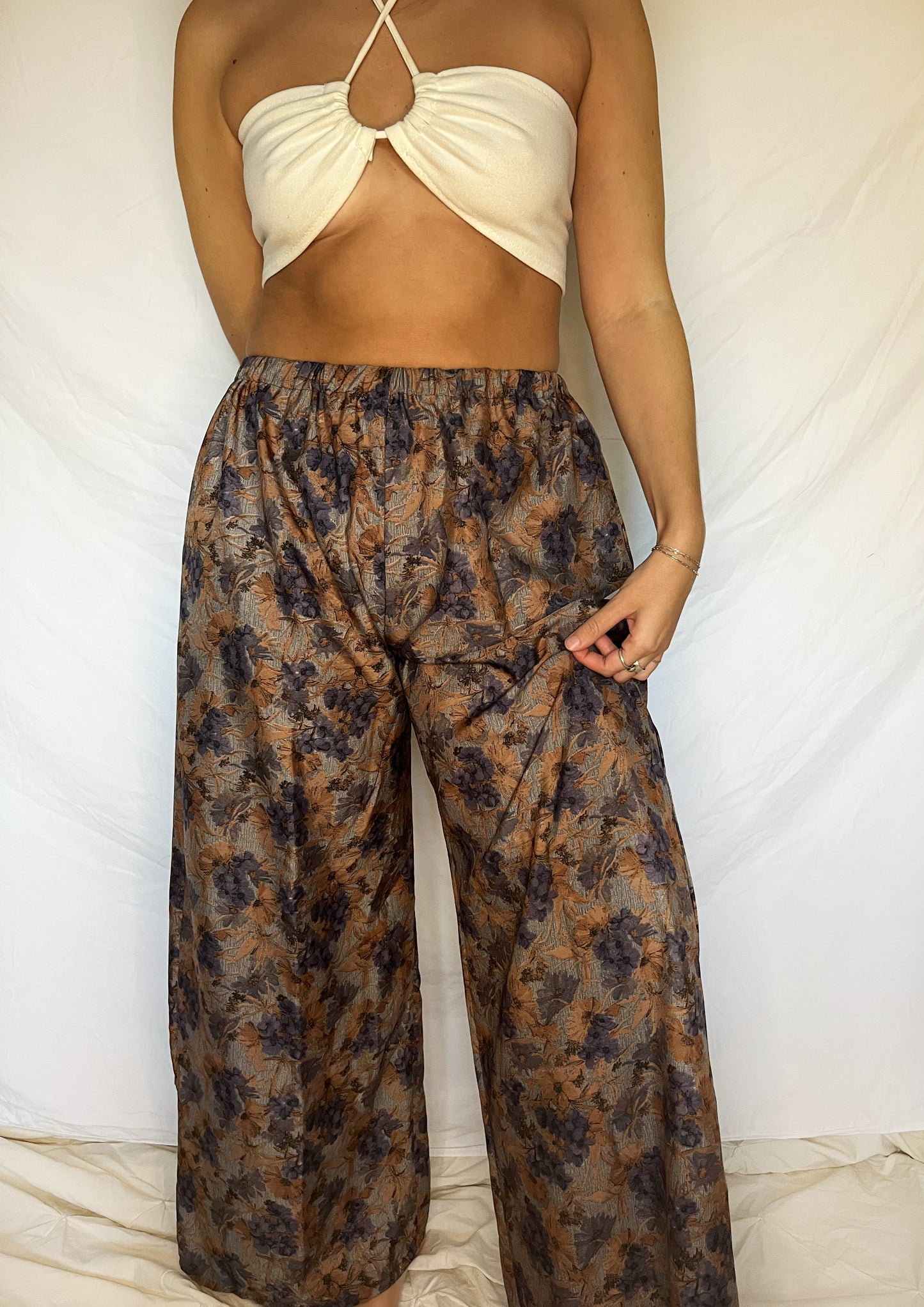 Upcycled Fall Floral Lounge Pants - S/M